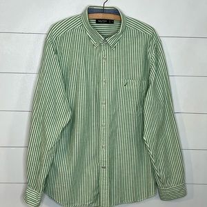 NAUTICA MEN’S GREEN/WHITE STRIPED SHIRT SZ XL